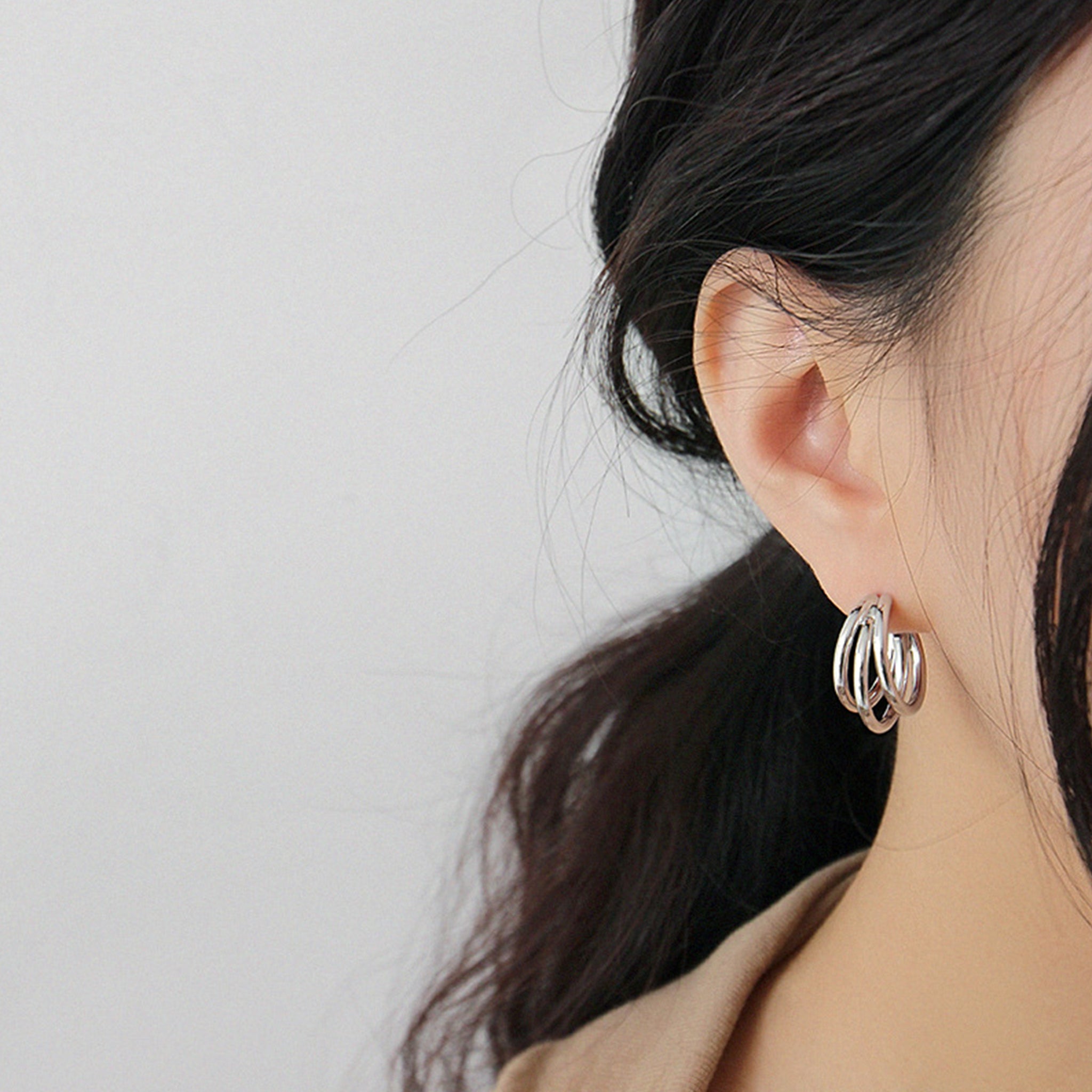 Multi-Layered Circular Gold Earrings