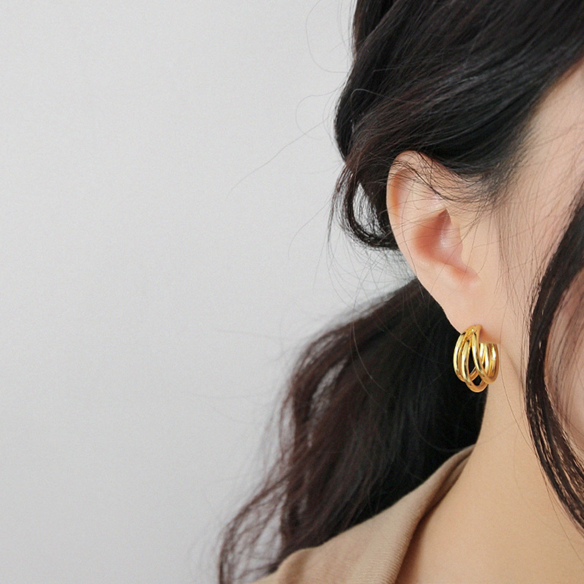 Multi-Layered Circular Gold Earrings