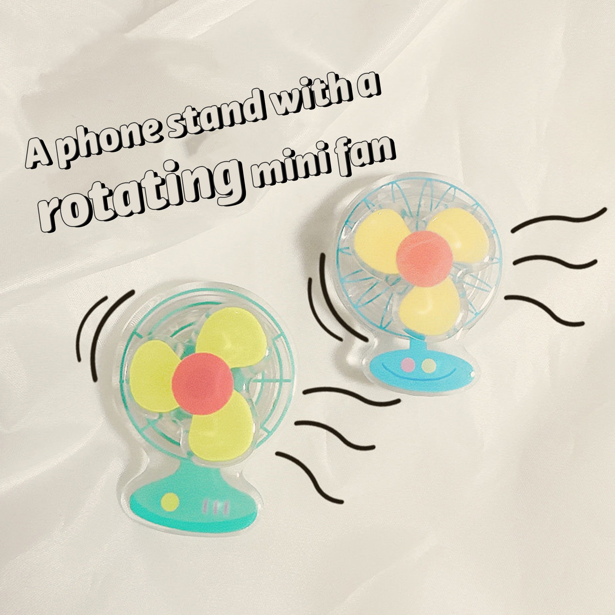 3D Rotating Mini Fan Phone Grip Stand Holder