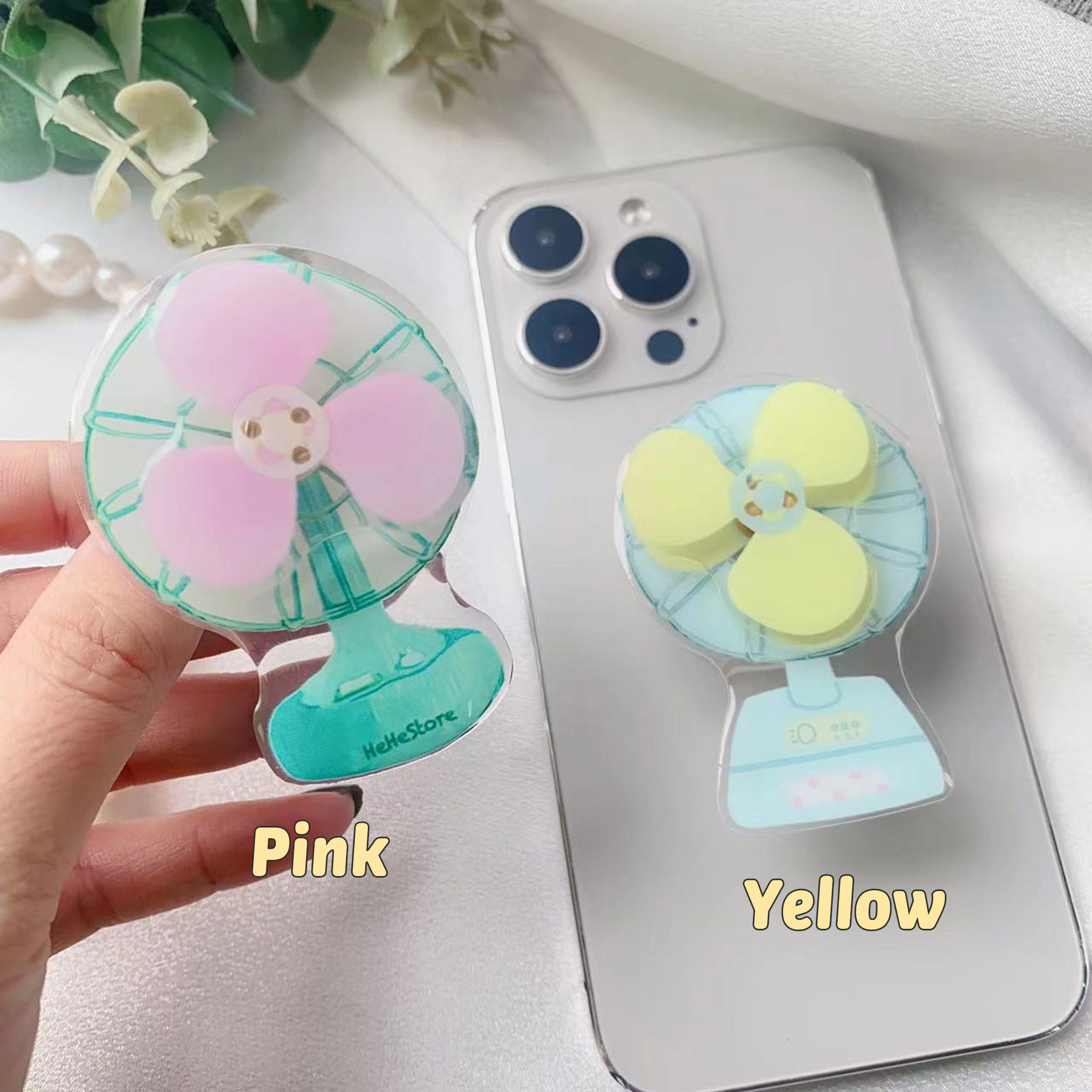 3D Rotating Mini Fan Phone Grip Stand Holder