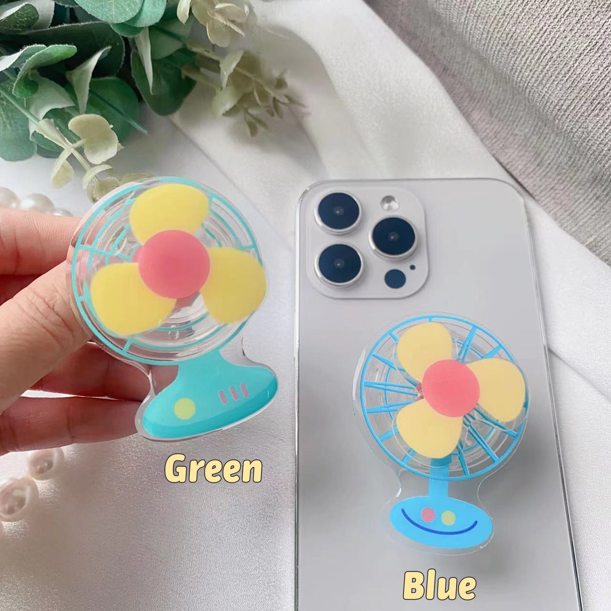3D Rotating Mini Fan Phone Grip Stand Holder