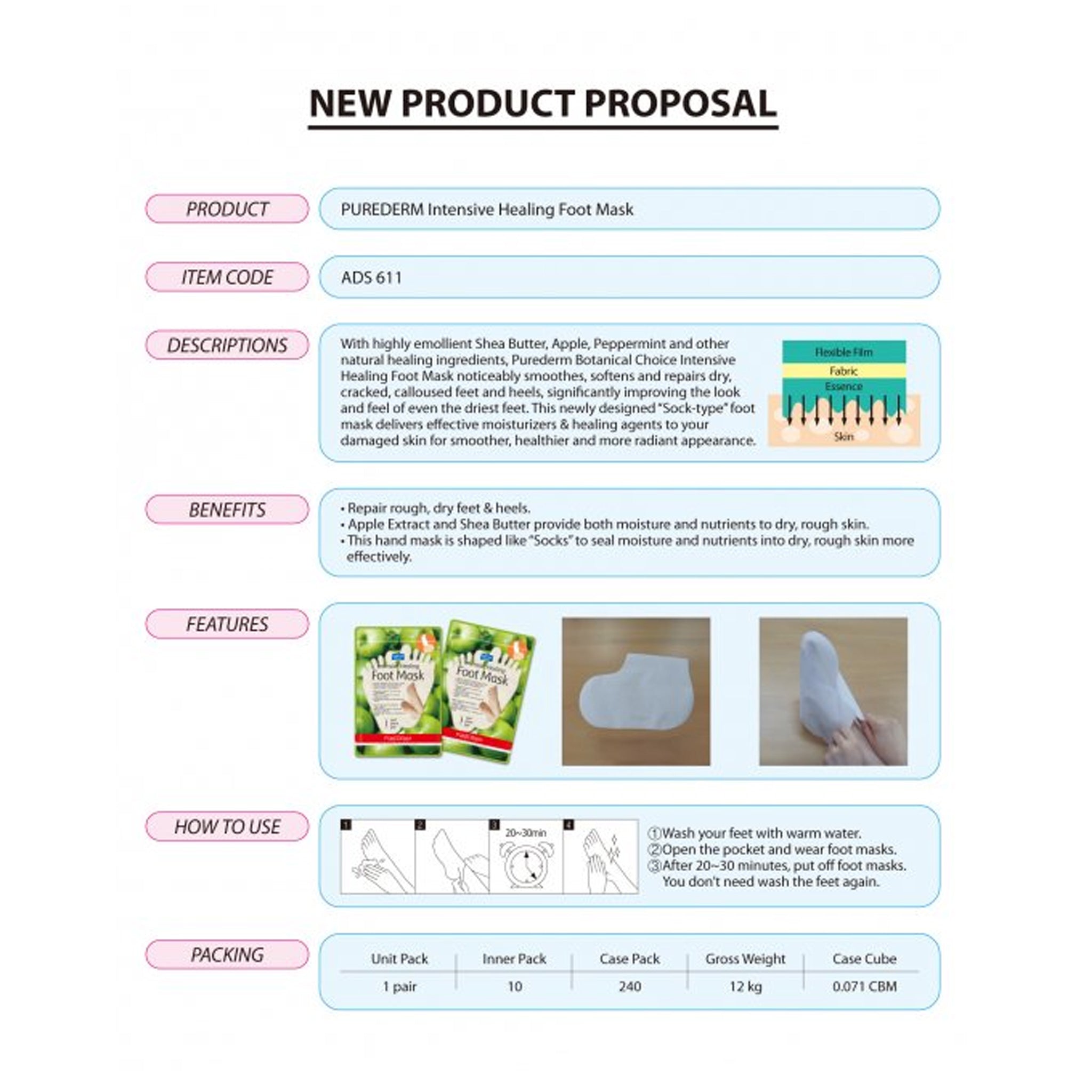 PUREDERM Intensive Healing Foot Mask Apple