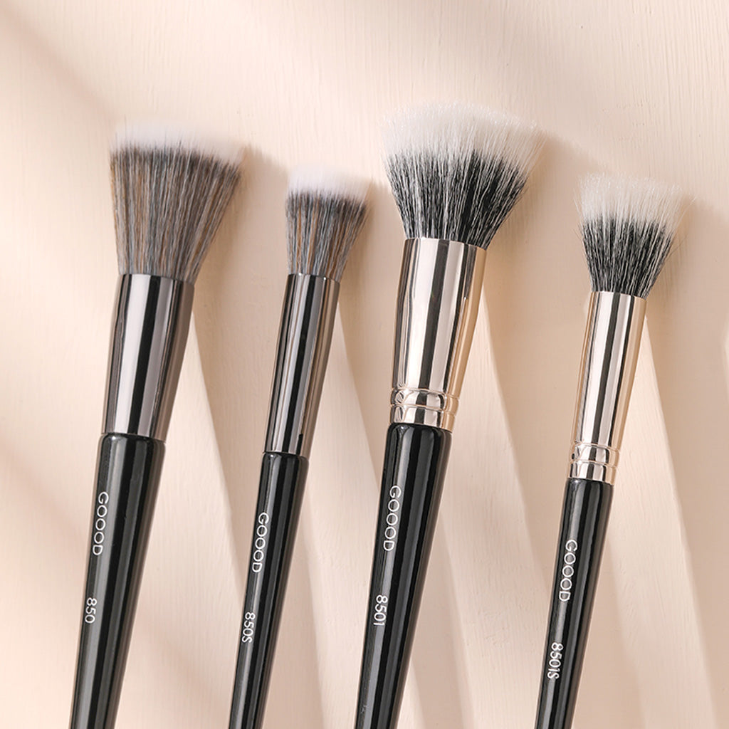 It is a beautifully crafted makeup brush designed specifically for the application of blush, bronzer, and highlighter.