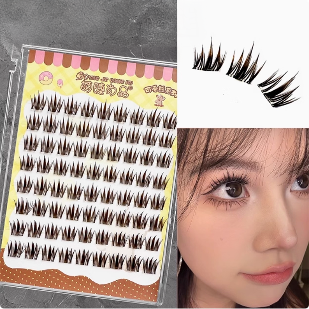 MJSP Glue-Free Gold Bear Brown False Eyelashes