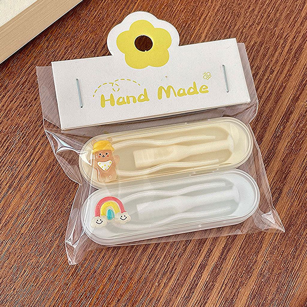 Cute yellow and white contact lens case