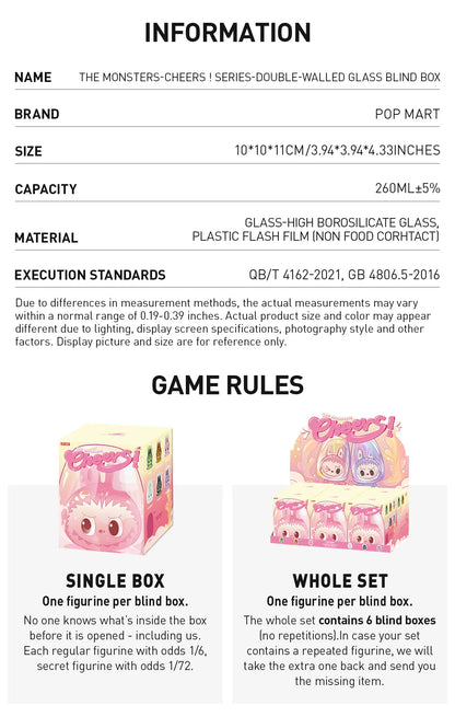 THE MONSTERS-CHEERS ! SERIES-Double-walled Glass Blind Box