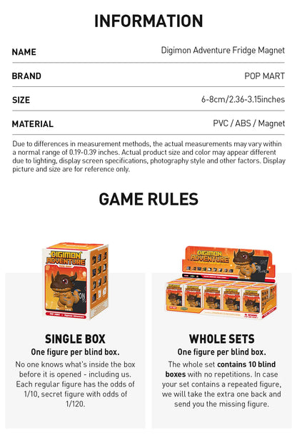 POP MART Digimon Adventure Fridge Magnet Series Figures Blind box