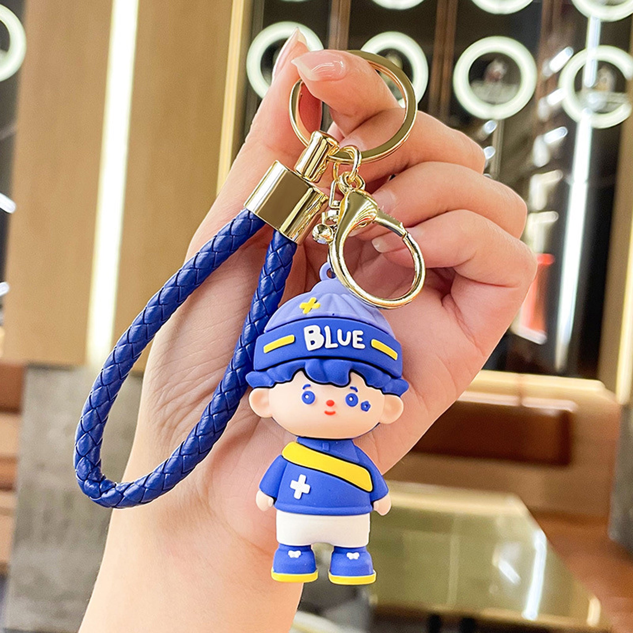 Klein Blue Creative Cartoon Couple Keychain