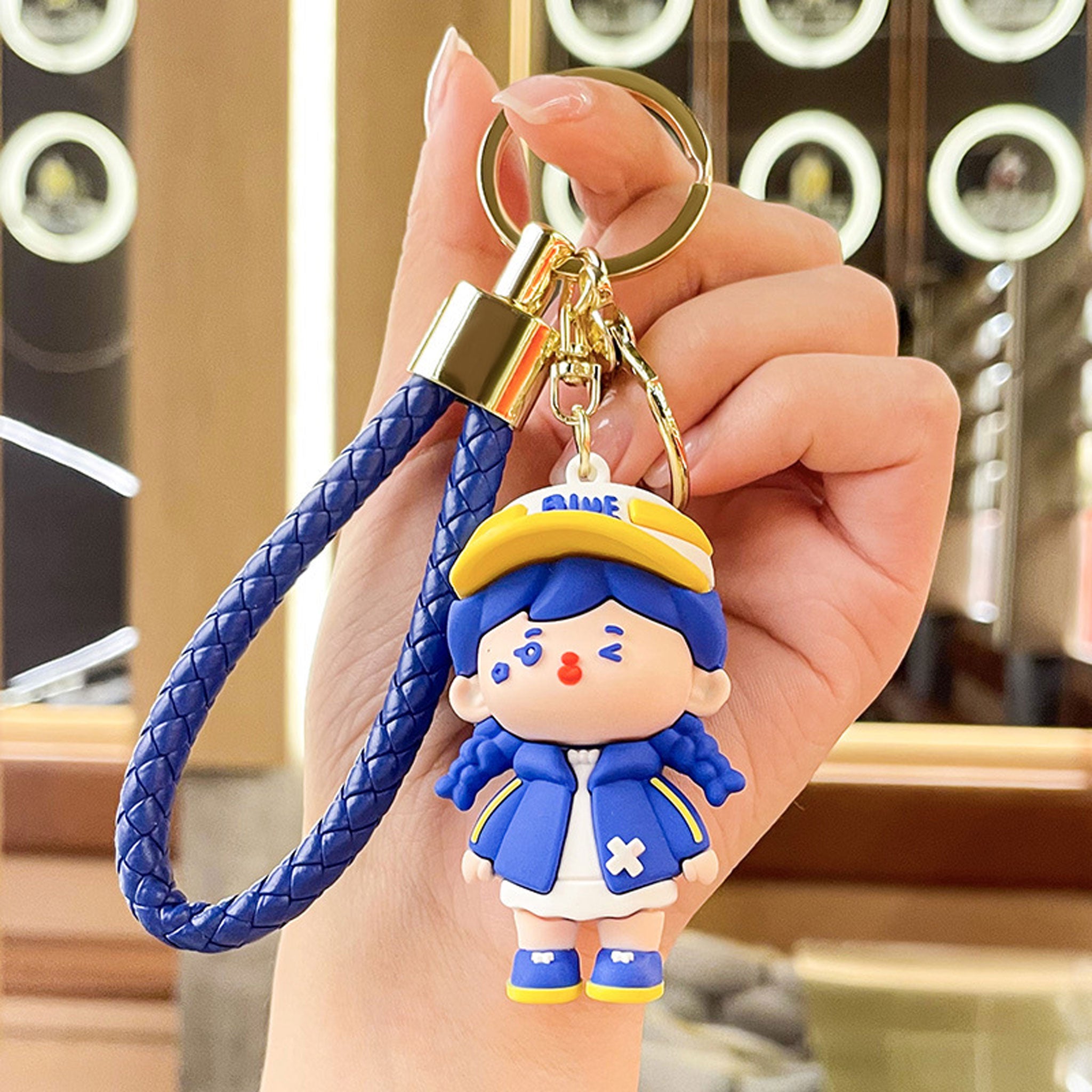 Klein Blue Creative Cartoon Couple Keychain