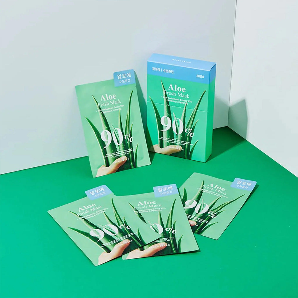 BRING GREEN 芦荟 90%植物精粹新鲜面膜 10pcs
