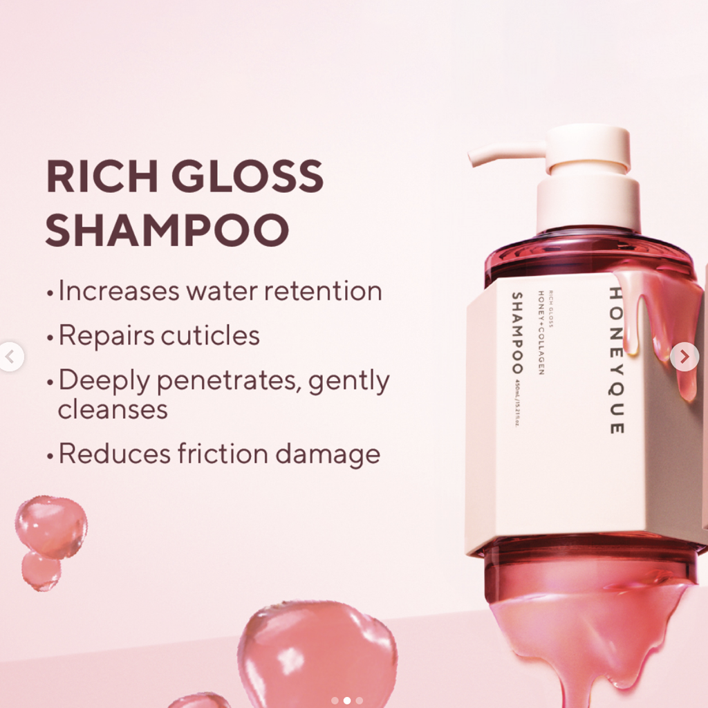 HONEYQUE Rich Gloss Honey Collagen Shampoo 450 ml