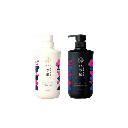 Kracie Ichikami Shampoo &amp; Conditioner Pair Set (Smooth Care) 480 ml+480 g