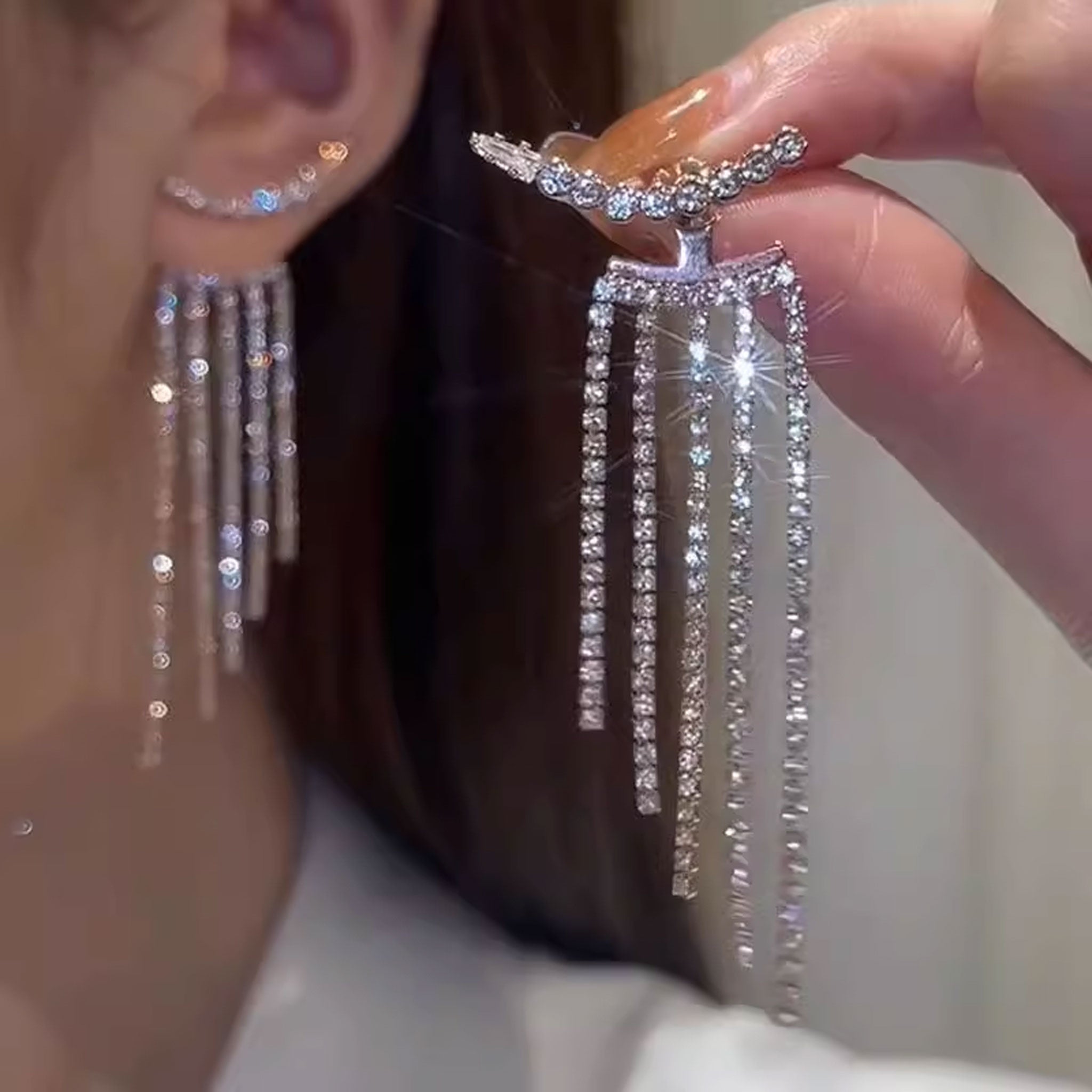 长款满钻耳饰 1副