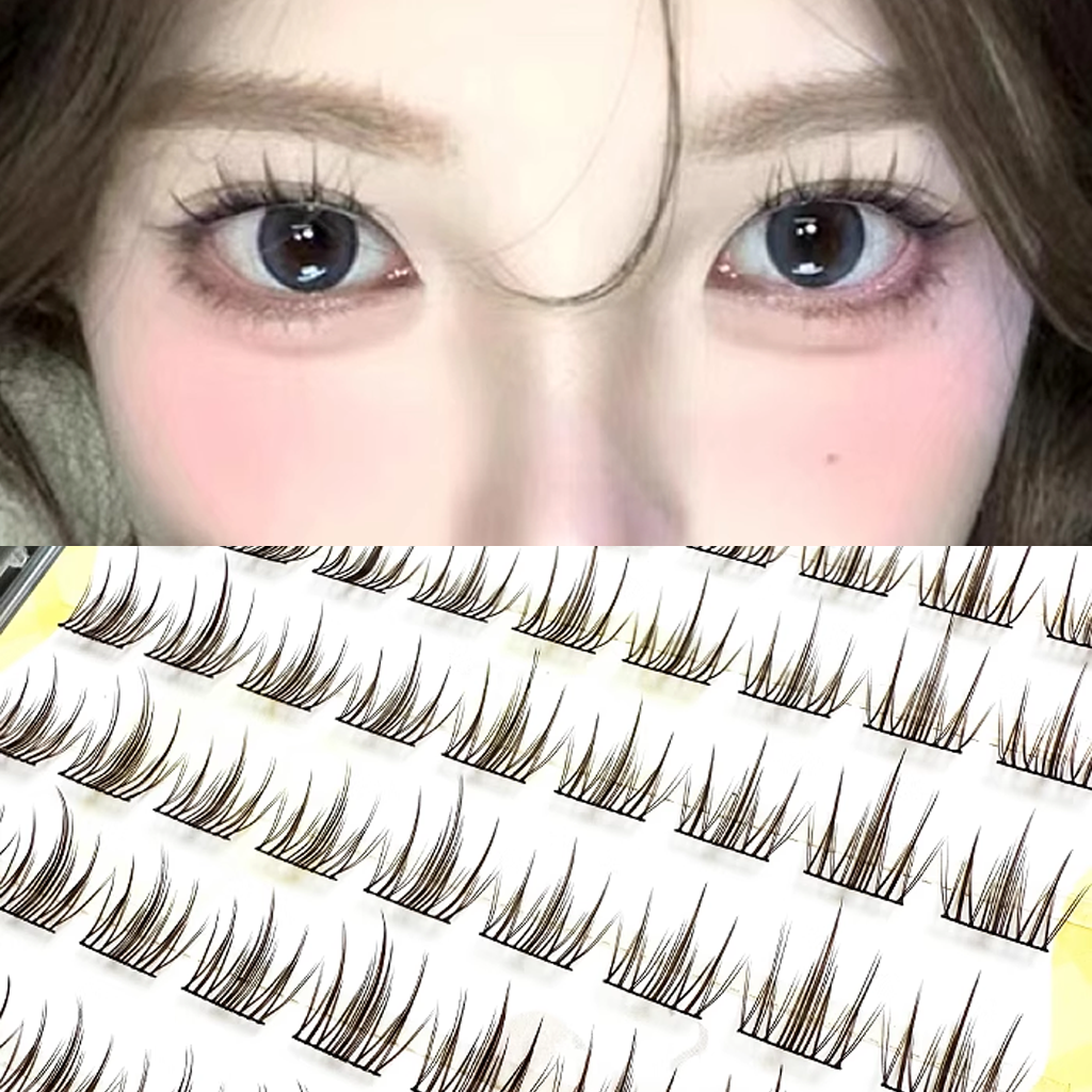 MJSP Glue-Free Chestnut Camellia False Eyelashes 8 Rows