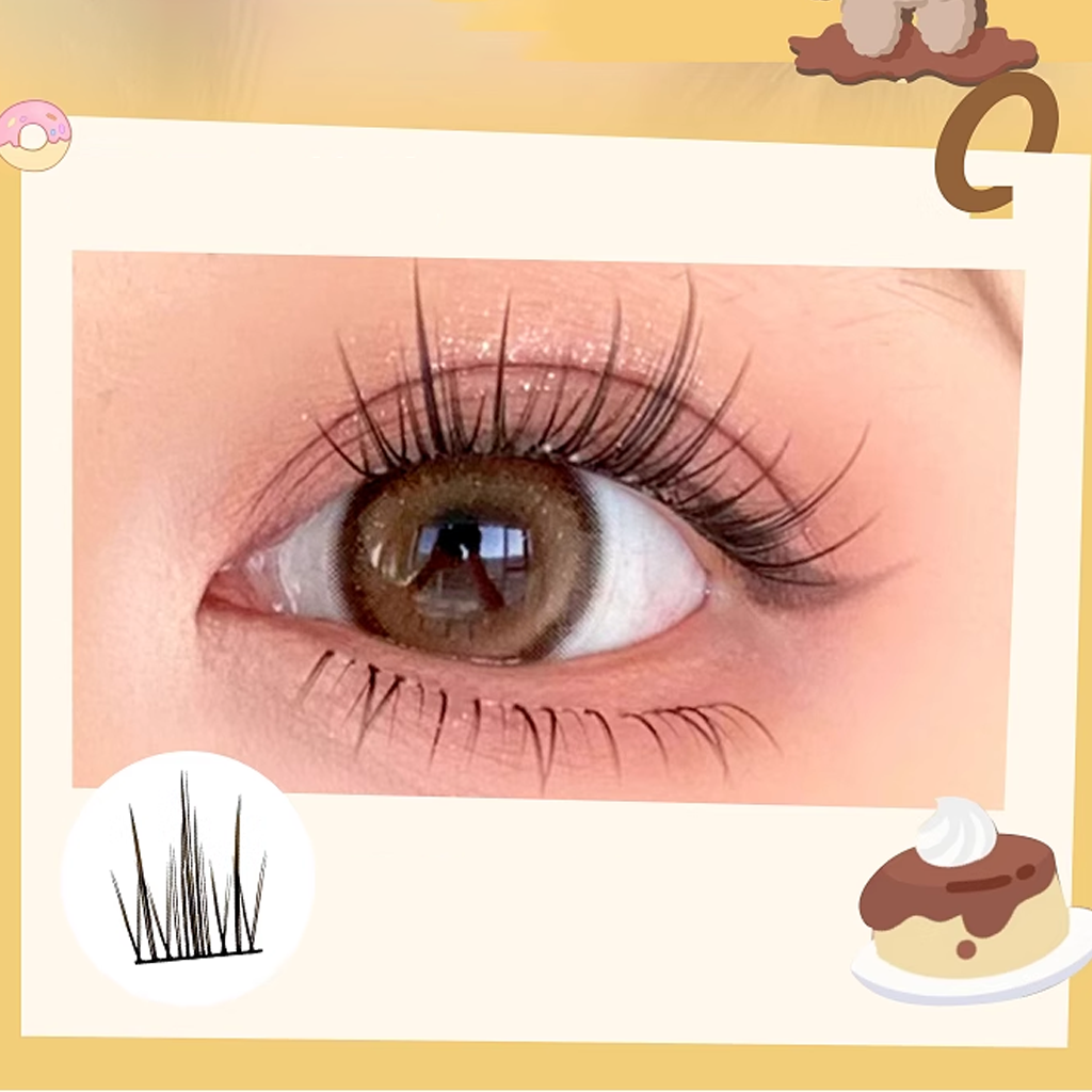 MJSP Glue-Free Chestnut Camellia False Eyelashes 8 Rows