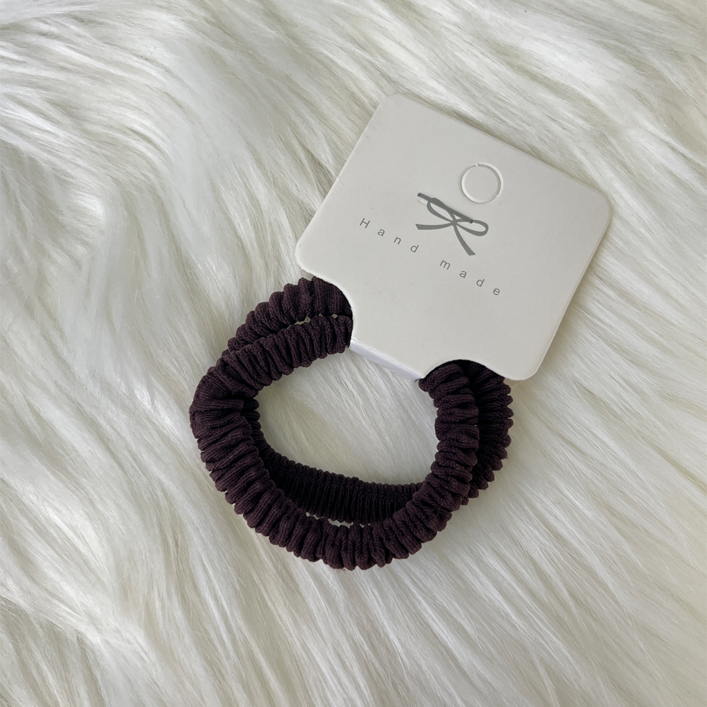 Milk Coffee Brown Elastic Pleated Scrunchie 2 pcs