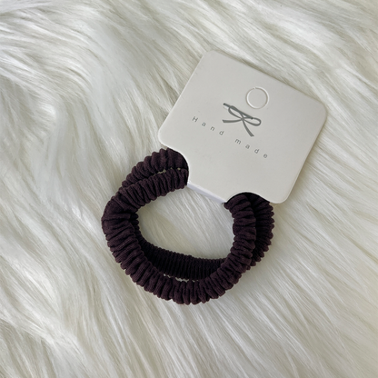 Milk Coffee Brown Elastic Pleated Scrunchie 2 pcs
