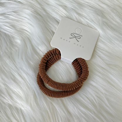 Milk Coffee Brown Elastic Pleated Scrunchie 2 pcs