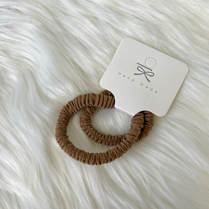 Milk Coffee Brown Elastic Pleated Scrunchie 2 pcs