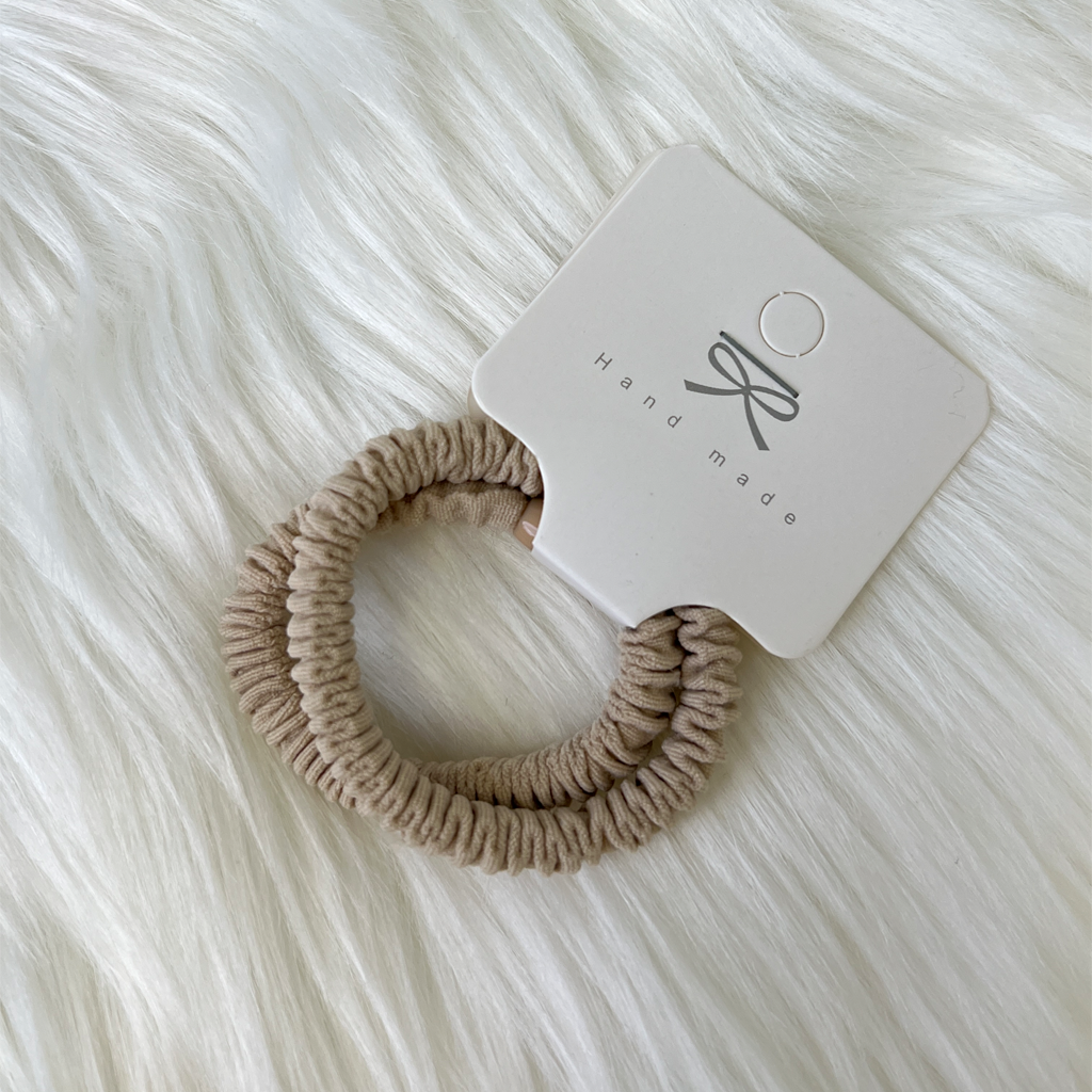 Milk Coffee Brown Elastic Pleated Scrunchie 2 pcs