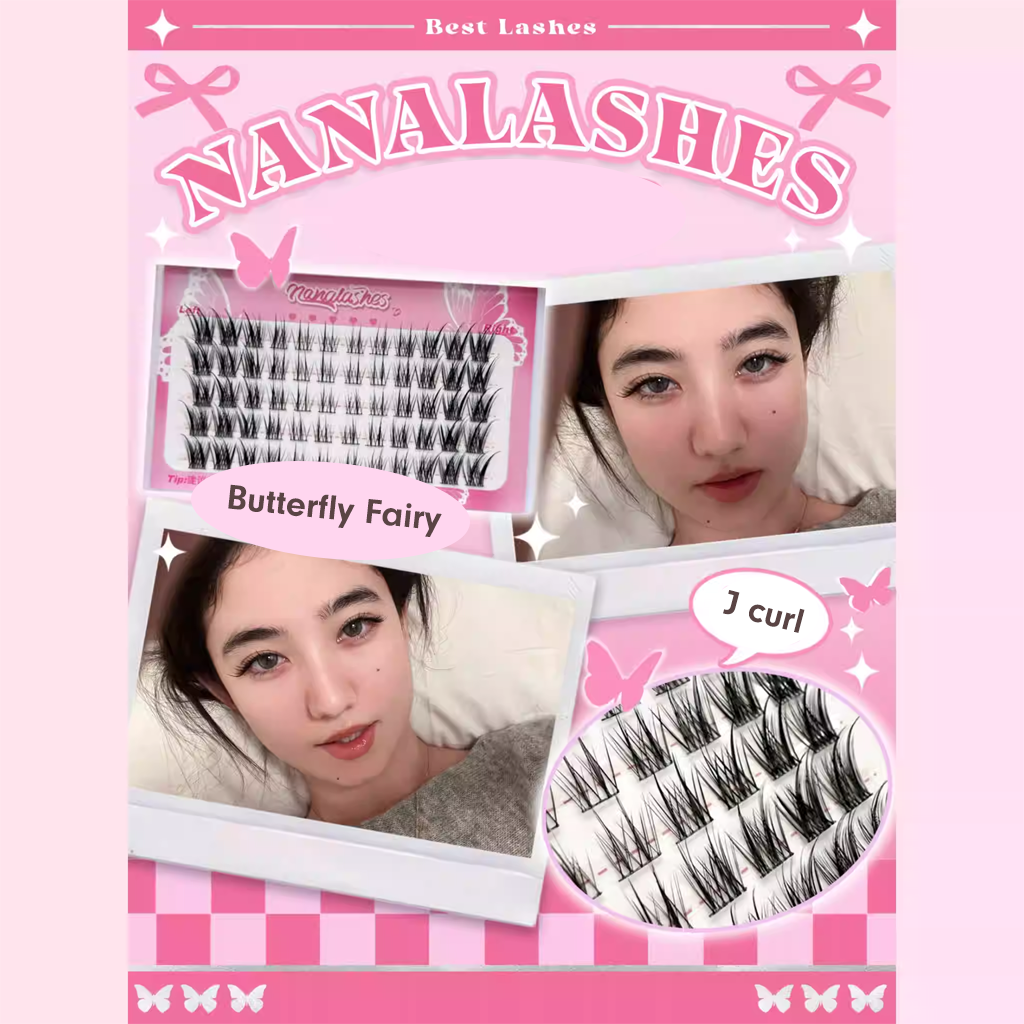 NANALASHES新品「蝴蝶仙子」蝶系J翘婴儿弯假睫毛 60 片