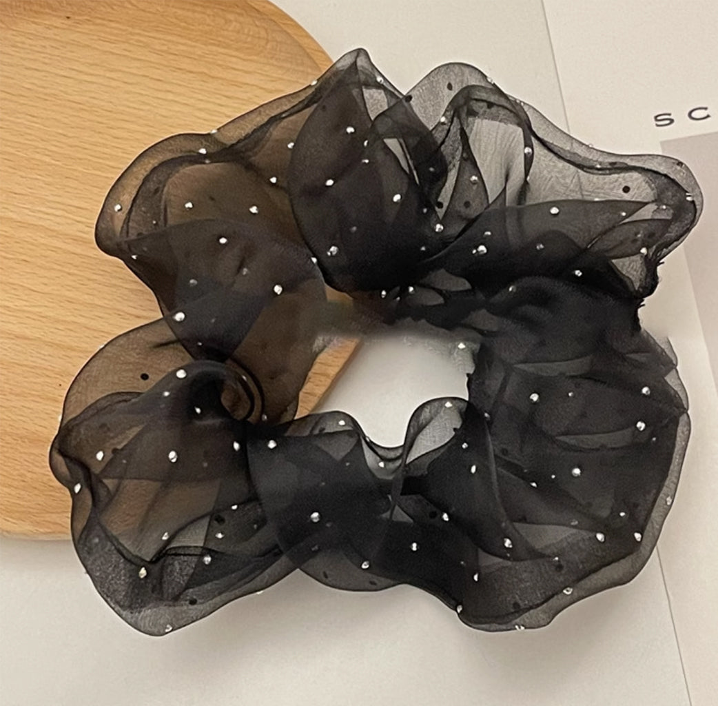 Organza Scrunchies Hair Bands With Rhinestones