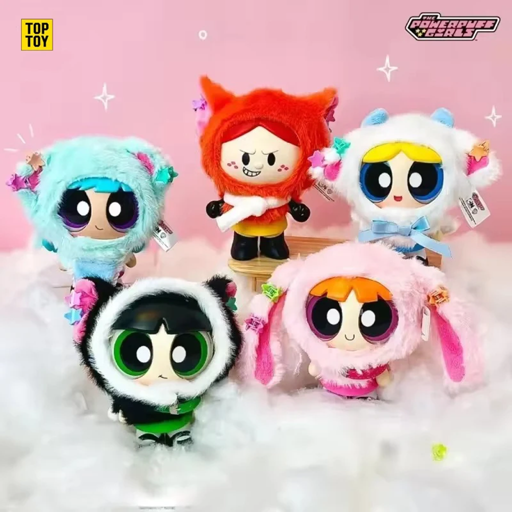 Top Toy Powerpuff Girls Cloak Doll Vinyl Plush Toy Cute Doll Ornament Blind Box