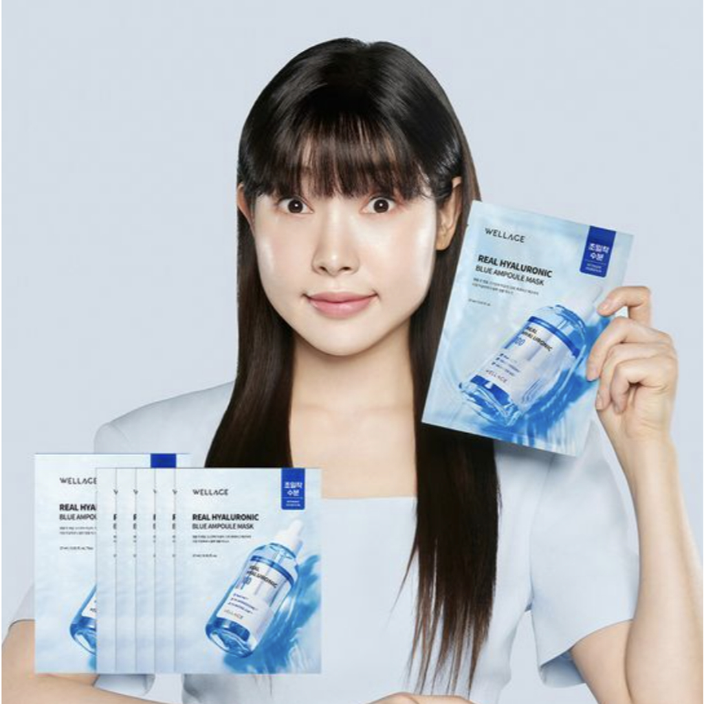 WELLAGE Real Hyaluronic Blue Ampoule Mask 5 Sheets